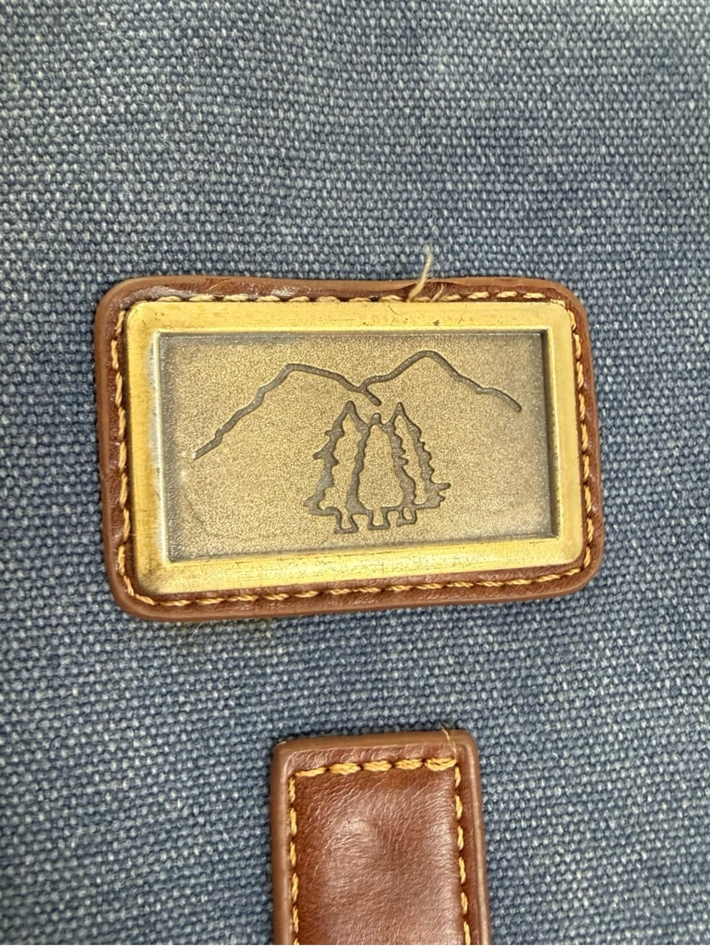 Prairie Schooner Triple Tree Blue Canvas Crossbody Messenger Bag Leather Trim - Picture 9 of 9